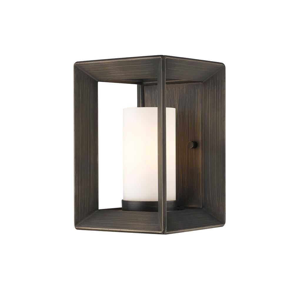 Smyth 1 Light Wall Sconce (Gunmetal Bronze & Opal Glass)